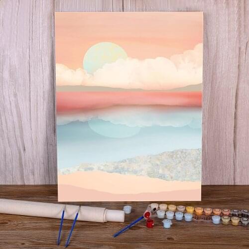 Landscape Mountain Paint By Numbers Package Acrylic Paints 50*70 Oil Painting New Design For Handicraft