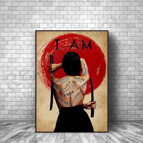 Samurai poster / use your mind not only your spirit poster / samurai girl wall art decoration poster