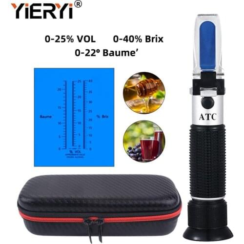 Portable refractometer 3 In 1 Hand Held Grape & Alcohol Wine Refractometer (Brix, Baume and W25V/V Scales) Shockproof Box
