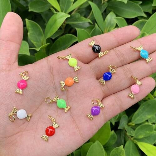 Multicolor Little Candy Enamel Brass Mini Pendant DIY Gold plated Accessories For Jewelry Making