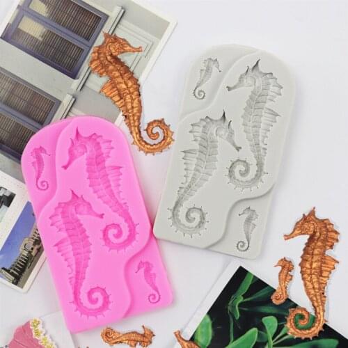 Marine animal hippocampus silicone mold fondant mold chocolate mold DIY hippocampus cake decoration mold