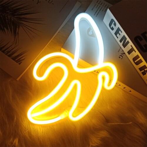 LED Neon Sign Lamp Banana Cherry Cactus Shaped Fruit Restaurant Wall Neon Light for Party Wedding Shop Birthday Home Decoration
