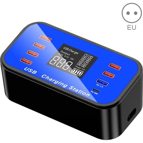 SOONHUA USB Charger 8 Port Charger Desktop Charging Station Hub Portable Chargers 40W With LCD Display For Home Office Travel