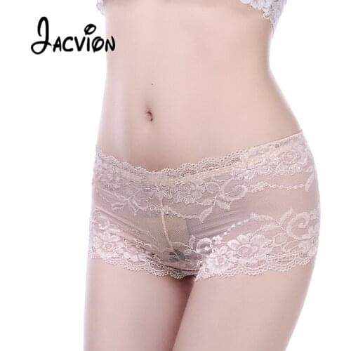 Women Panties Seamless Transparent Boyshort Female Sexy Lace Underwear Plus Size 4XL Low-Rise Women Lace Boyshort Calcinha