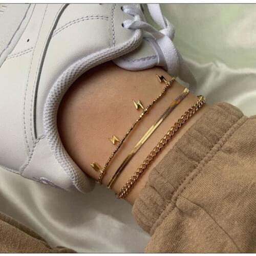 Lightning Leg Bracelet Women Fashion Jewelry Accessories Ankle Chain Female Beach Anklets 2021