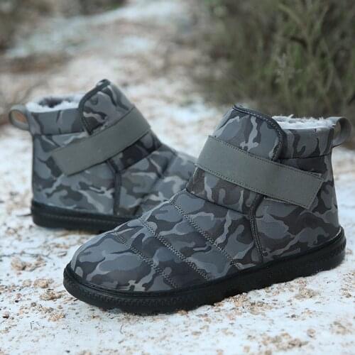 Winter Camouflage Snow Boots Men Women Plush Warm Cotton Boots Couple Boots Large Waterproof Cotton Shoes