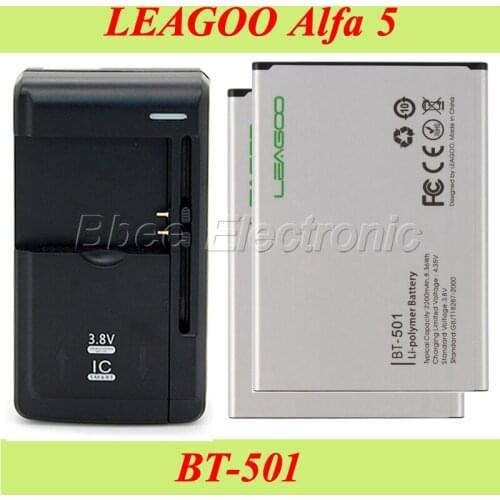 1LOT=2PCS LEAGOO Alfa 5 Battery BT-501 100% New High Quality 2200mAh +1PC Universal Dock Charger