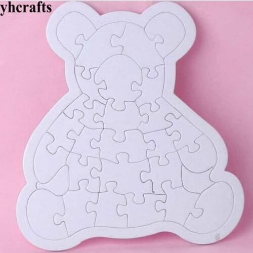 10PCS/LOT,Paint blank bear puzzle Puzzle games Kindergarten arts and crafts Early learning educational toys DIY toys
