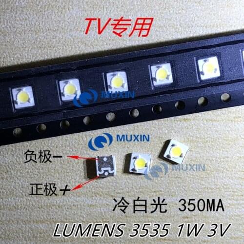 100PCS LUMENS SMD LED 3535 3537 3V 1W Cool white For TV Backlight Lamp beads A127CECEBUP8C-6078 3D
