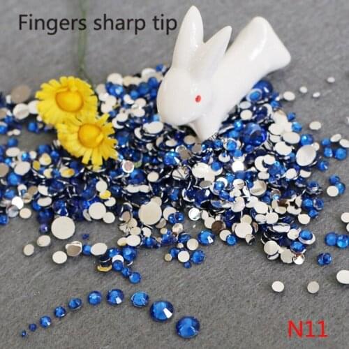 1000pcs SS6-SS30 Mixed Size charming beautiful Dark Blue14 facet round diamond sparkling acrylic nail art decoration N11