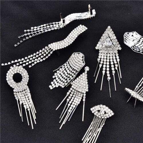 2pcs/lot delicate Round crystal rhinestone with tassels clear glass crystal Shoe button garment shoe bag decorative stone sew-on