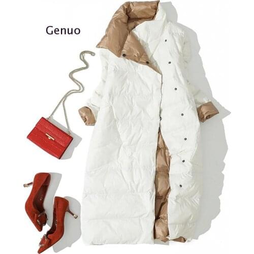 2020 Winter Down Jacket For Women White Down Coat Double Side Wear Snow Long Parkas Warm Femal Outwear Brand Clothing