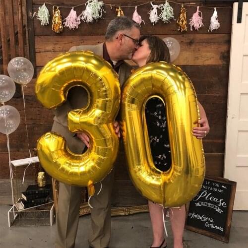 32/40inch Number Foil Balloons Helium Balloon for Kids Adult 16 18 21 30 40 50 Years Old Anniversary Decorations 30th Birthday