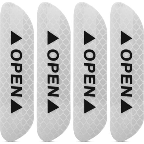 4PCS/set OPEN Reflective Strips Warning Stickers For Fiat 500 Grande Punto Bravo Doblo Ducato Fiorino Freemont Car Door Stickers