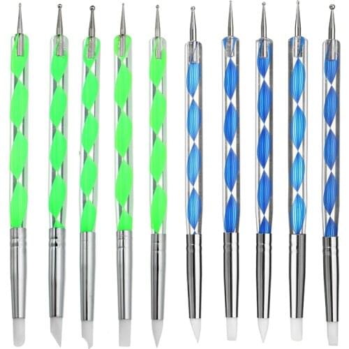 DIY 5X 2 Way Pottery Clay Ball Styluses Tools Polymer Clay Sculpture Tool Nail Art Tools Silicone Color Shapers Dotting Tool