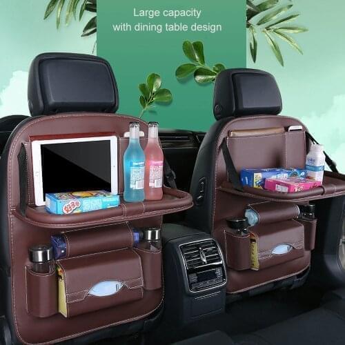 7 IN 1 Pu Leather Cushion Bag Auto Back Seat Storage Bags Antifouling Cover Tissue Storage Box Water Cupumbrella Support