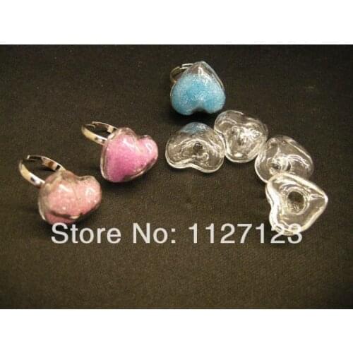 Free shipping!30Set 31x34MM Plum flower Liquid Rings,Glass Globe Bubble Vial rings,Glass Cover Vials,wishing bottle rings