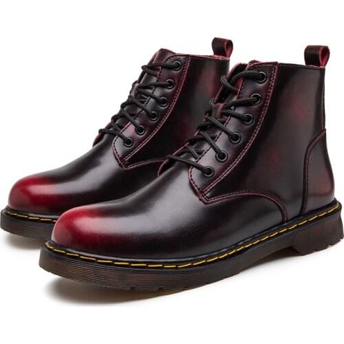 Large size 8918 Martin boots mens leather boots leather Korean version of the trend of British style retro high-top mens short