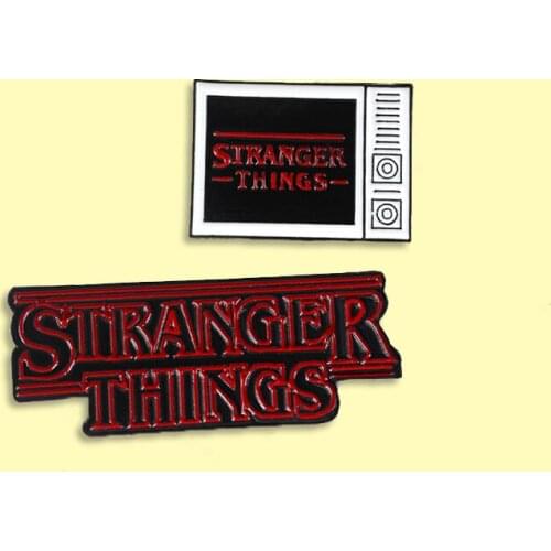 Stranger Things Vintage TV Enamel Pin Horror Red Character Brooch Backpack Clothes Lapel Pin Retro Jewelry Gift for Friends