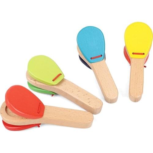 Baby Wooden Clapper Early Educational Children Gift Infant Handle Clapping Castanets Board Percussion Musical Instruments Toys