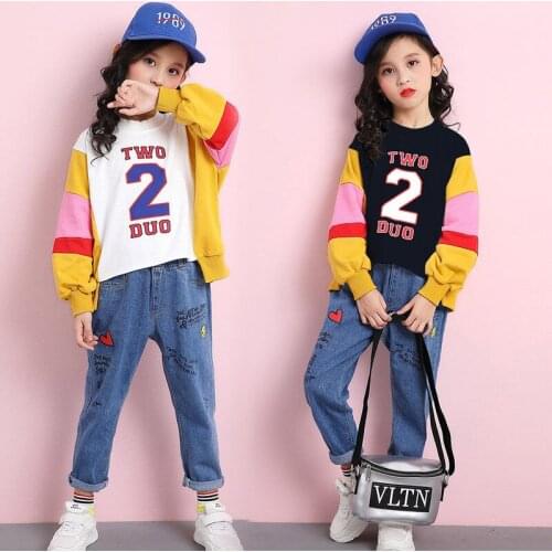 Girls T Shirts Kids Spring Spring Shirts For Girls Long Sleeve Patchwork Girls T-Shirt Tops 6 8 9 10 12 Years Big Girls Clothes
