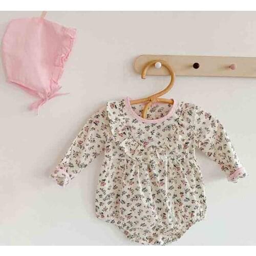 New Autumn Infant Baby Bodysuit Baby Girls Long Sleeve Floral Bodysuit Clothes Baby Girls Jumpsuit 0-24M