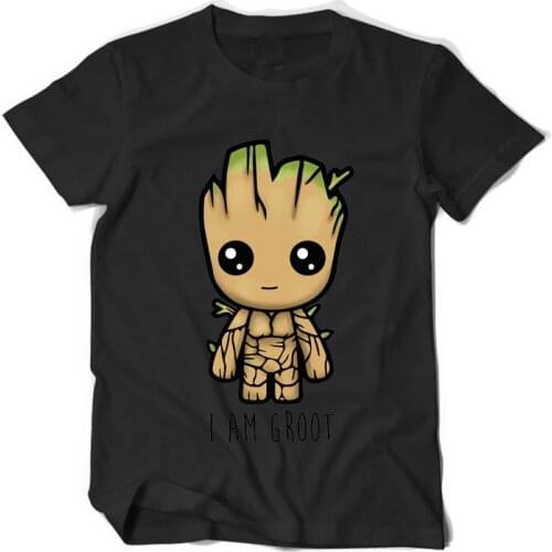 Disney Marvel Guardians of the Galaxy Groot Tree Character Groot Cute Cartoon Print Short Sleeve Round Neck Unisex T-Shirt