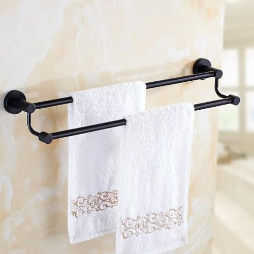 European type black towel rack double rod Bathroom Towel Rack stainless steel double towel bar