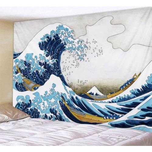 Cartoon wave sea water Printed Tapestry Decorative Mandala Tapestry Indian Home Decor Big Hippie Wall Hanging Blanket