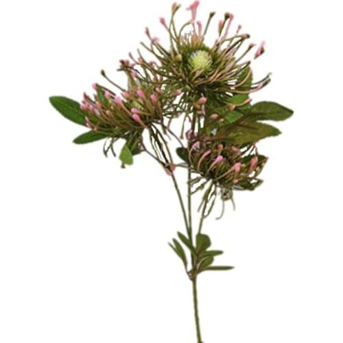 3 Heads Artificial Pincushion Flowers DIY Floral Arrangement Home Table Decoration