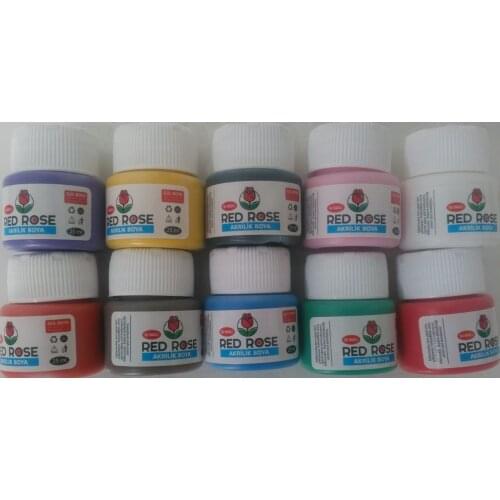 Red Rose Acrylic Paint Water Based 10x25 ML Bottles Set For Appropriate Canvas Stone Wood Paper Glass And Many Surface