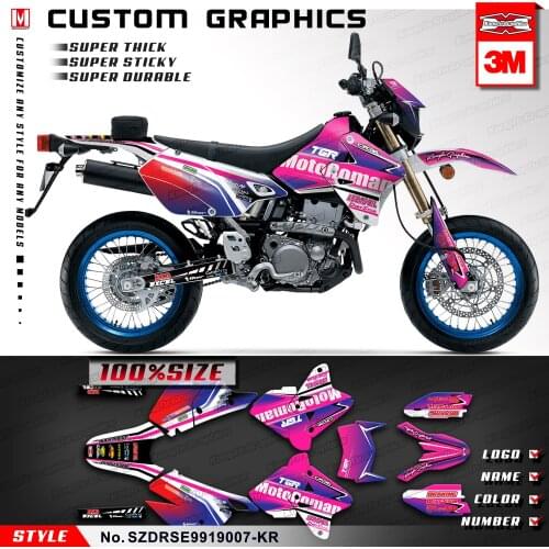 KUNGFU GRAPHICS Dirt Bike Decals Custom Stickers for DRZ400SM DRZ 400 Enduro 1999 to 2019 KLX 400R 2002 to 2004