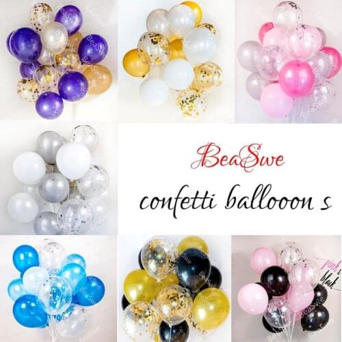 Mixed 20pcs/lot 10inch Gold Sliver Confetti Latex Helium Balloons Baby Bridal Shower Anniversary Party wedding birthday decor