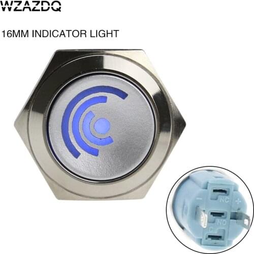 16 mm metal button switch indicator light metal button switch red, green, yellow, blue and white power switch 6v 12v 24v 220v