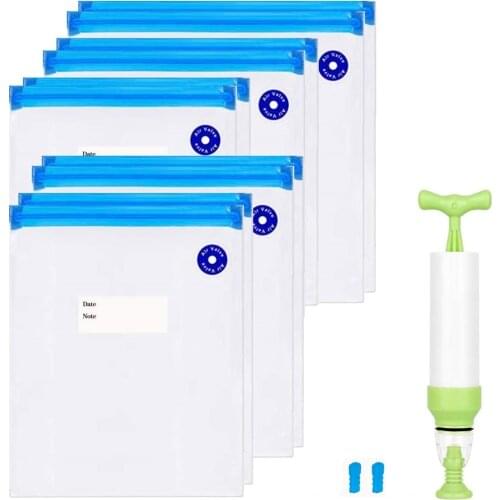 13 PCS/Set Reusable Vacuum Food Storage Bags Portable Handheld Cordless Food Vacuum