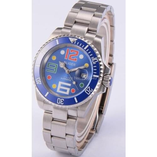 40mm BLIGER Luminous Ceramic Bezel sapphire automatic mens watch