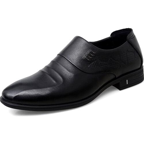 Men Casual Shoes Solid Men Loafers Business British Casual Leather Shoes Slip on Comfort Soft Male Breathable Mens Shoes