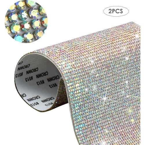 2pcs Rhinestones Sticker DIY Self-Adhesive Car Mobile Phone Decoration Sticker Suitable For Car Exterior Interior