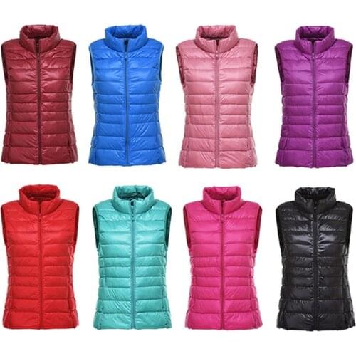 New Autumn Women Ultra Light Down Vest White Duck Down Coat Parka Ladies Sleeveless Waistcoat Windproof Warm Vest Coat Portable