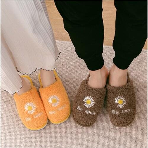 New style cotton slippers Womens autumn and winter home non-slip couples home plush warm cotton slippers