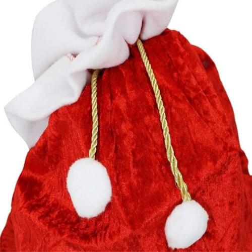New Red Santa Claus Gift Bag Velvet Santa Drawstring Bag Christmas Classic Red Bag Decoration High Quality Durable