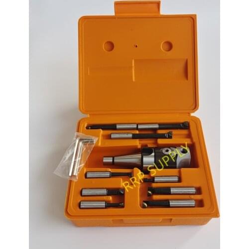 NT30/ISO30 taper, F1-12 50mm boring head with ISO30 shank and 9pcs 12mm boring bars, boring head set