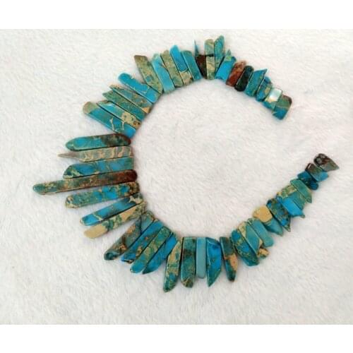Wholesale Blue Imperial Jaspe r Sediment Jaspe r Long Chip Nugget Beads 3strings/lot Gem Stone Necklace Beads 16"/string