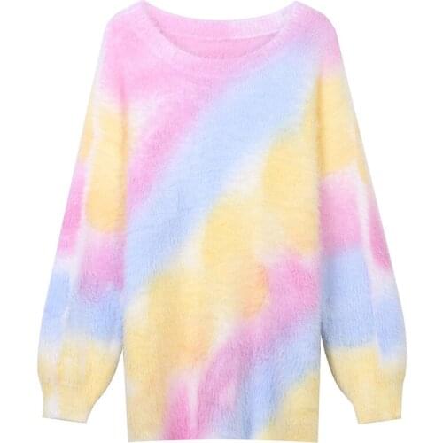 Oversized Rainbow Seahorse Sweater Women Sweet and Cute Kawaii Japanese and Korean Candy Color Christmas Sweater Jacket Women
