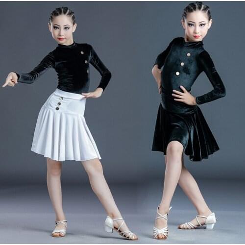 New Children Latin Dance Dress Autumn Winter Training Dance Wear Grading Competition Performance Costumes Ballroom Tango Dress