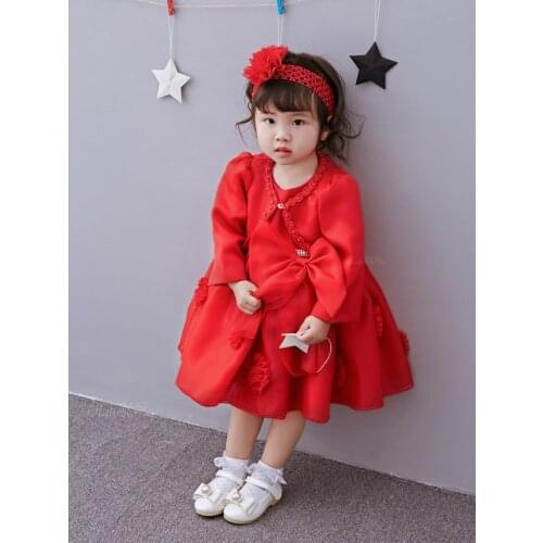 Newborn Baby Girls Princess Birthday Party White Formal Christening Gown Dress with Bow Dresses for 0-24 Months