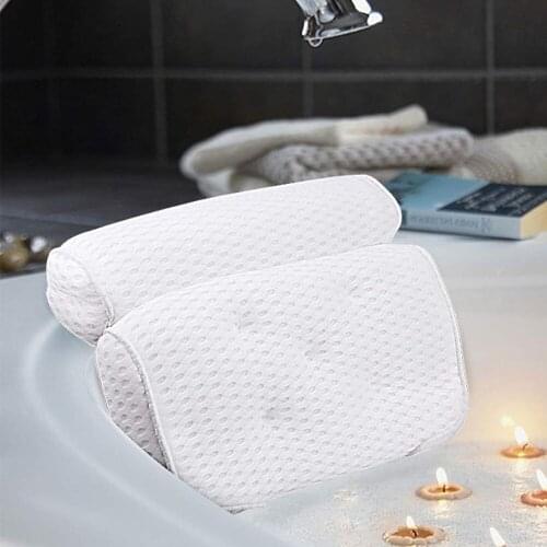 3D Mesh Spa Non-Slip Cushioned Bath Tub Spa Pillow Bathtub Head Rest Pillow With Suction Cups For Neck And Back Bathroom Supply