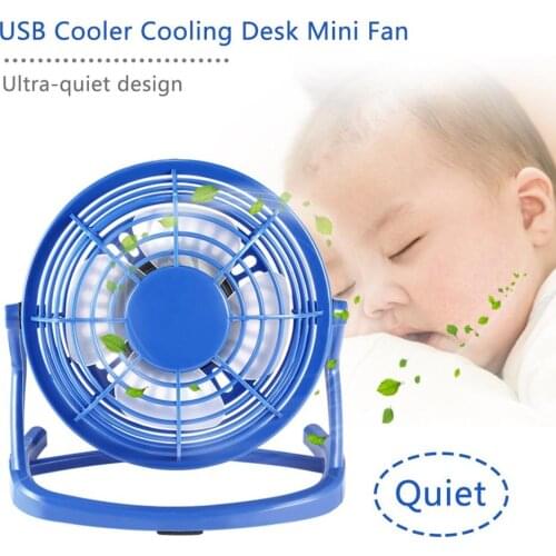 Portable DC 5V Small Desk USB 4 Blades Cooler Cooling Fan USB Mini Fans Operation Super Mute Silent PC / Laptop / Notebook