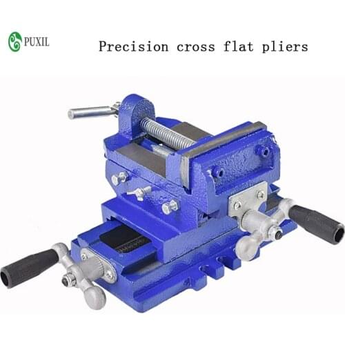 Two-Way Movement Bench Drill Operating Platform Flat Tongs Precision Bench Vise Clamp Tool Heavy Duty Cast Iron Plain Vice