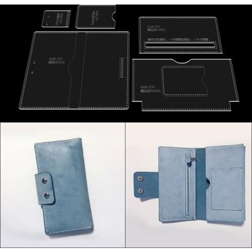 Leather Acrylic Purse Template, Leather Handcraft Pattern Set DIY Supplies for Long Wallet, Sewing Stencil Making Mould Set